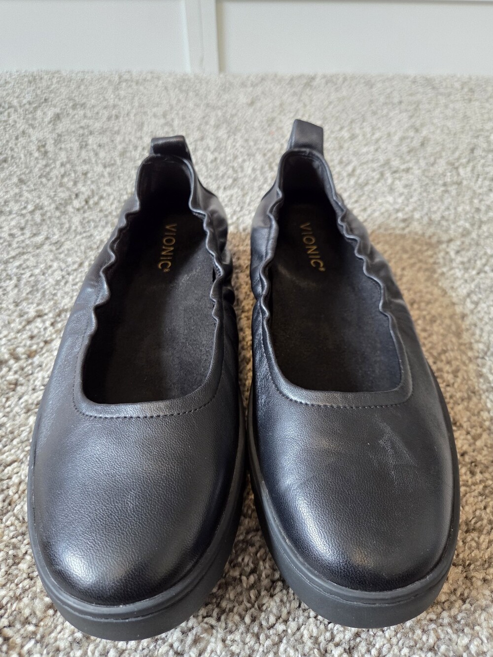 Vionic Uptown Ballet Black Slip On Leather Shoes 9 - Picture 9 of 10